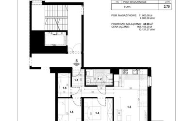Rzut - Mieszkanie na sprzedaż 3 pokoje o powierzchni 68,98 m² - numer A.5 w Przewóz 4