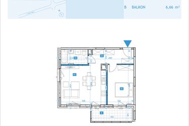 Rzut - Mieszkanie na sprzedaż 2 pokoje o powierzchni 48,64 m² - numer F18 w Osiedle Botaników etap F