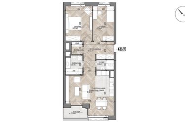 Rzut - Mieszkanie na sprzedaż 3 pokoje o powierzchni 72,91 m² - numer 29 w Apartamenty Czysta