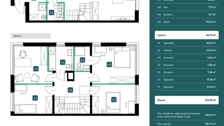 Rzut - Dom na sprzedaż 5 pokoi o powierzchni 134,96 m² - numer 4B w Spokojny Wilanów