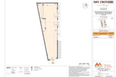 Rzut - Lokal użytkowy na sprzedaż 1 pokój o powierzchni 215,21 m² - numer U.00.02 w Na Okrzei