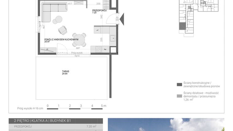 Rzut - Mieszkanie na sprzedaż 2 pokoje o powierzchni 49,05 m² - numer M22 w Modern House II