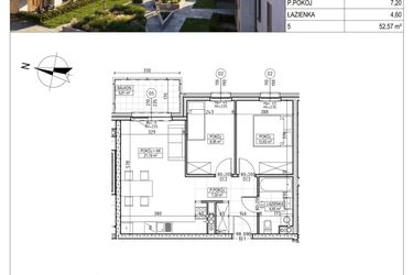 Rzut - Mieszkanie na sprzedaż 3 pokoje o powierzchni 52,57 m² - numer M.B8.02.38 w Osiedle Harmonia bud. B8