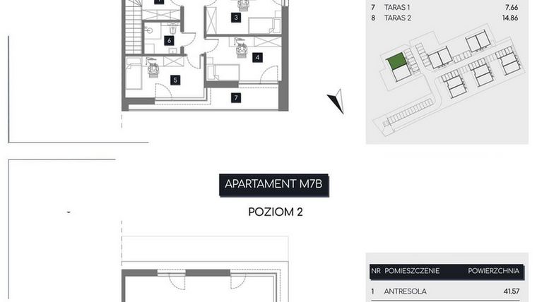Rzut - Mieszkanie na sprzedaż 3 pokoje o powierzchni 153,02 m² - numer M7B w Rudava Park