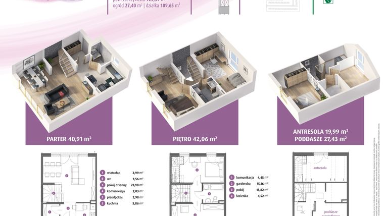 Rzut - Dom na sprzedaż 4 pokoje o powierzchni 123,39 m² - numer 8a w Osiedle Pastell