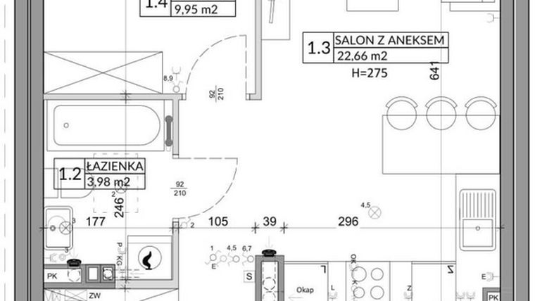 Rzut - Mieszkanie na sprzedaż 3 pokoje o powierzchni 56,89 m² - numer 52B w Osiedle Młodych etap VIII