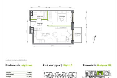 Rzut - Mieszkanie na sprzedaż 2 pokoje o powierzchni 39,35 m² - numer M2/1/5/50 w Przy Parku Vita