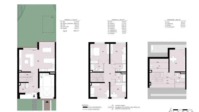 Rzut - Dom na sprzedaż 5 pokoi o powierzchni 173,19 m² - numer A'2 w Wiedeńska Residence