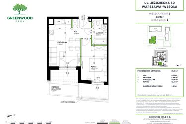 Rzut - Mieszkanie na sprzedaż 2 pokoje o powierzchni 37,85 m² - numer A 2 w Greenwood Park