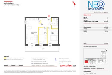 Rzut - Mieszkanie na sprzedaż 3 pokoje o powierzchni 55,95 m² - numer 26 w Neo Nova Ochota