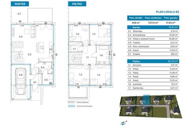 Rzut - Dom na sprzedaż 5 pokoi o powierzchni 137,14 m² - numer B2 w Domy Łozina