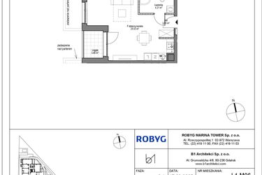 Rzut - Mieszkanie na sprzedaż 1 pokój o powierzchni 32 m² - numer J.1M06 w Osiedle Porto etap IJK