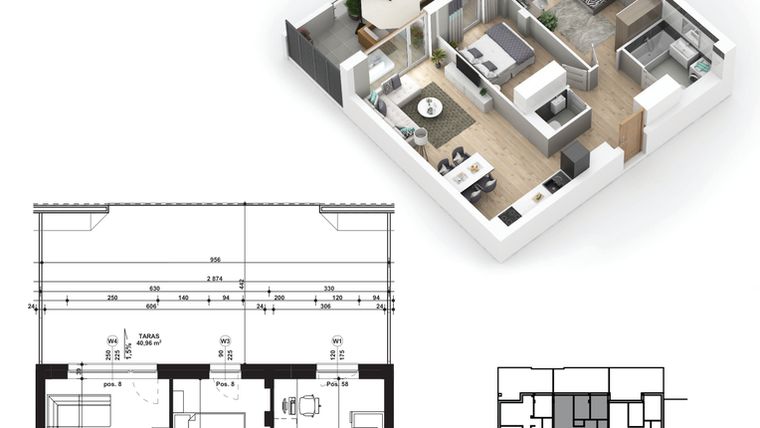 Rzut - Mieszkanie na sprzedaż 3 pokoje o powierzchni 62,1 m² - numer 3 w Piano Park etap V