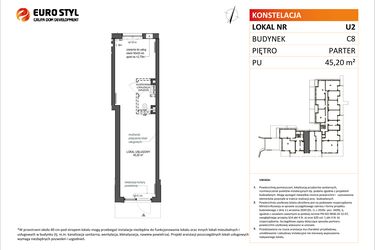 Rzut - Lokal użytkowy na sprzedaż 1 pokój o powierzchni 45,2 m² - numer U2 w Konstelacja
