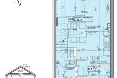 Rzut - Dom na sprzedaż 3 pokoje o powierzchni 65,67 m² - numer 45B w Nova Magdalenka 7 etap IV-VI