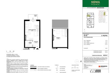 Rzut - Mieszkanie na sprzedaż 2 pokoje o powierzchni 44,24 m² - numer 6A-26 w Nowa Północ etap 2A