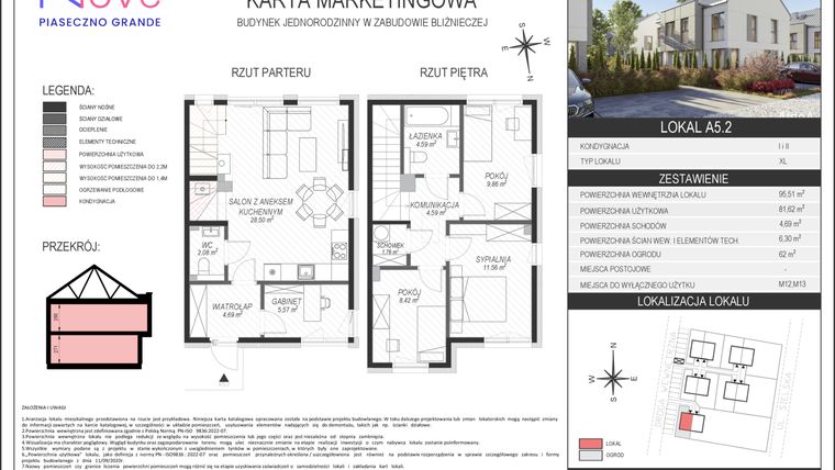Rzut - Dom na sprzedaż 5 pokoi o powierzchni 95,51 m² - numer A5.2 w Nove Piaseczno Grande