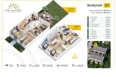 Rzut - Dom na sprzedaż 5 pokoi o powierzchni 86,3 m² - numer B7 w Osiedle Sielankowe