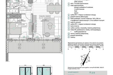 Rzut - Mieszkanie na sprzedaż 2 pokoje o powierzchni 48,99 m² - numer A.3.9 w Remedium