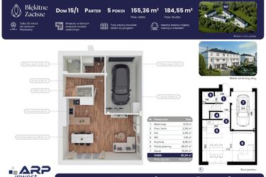 Rzut - Dom na sprzedaż 5 pokoi o powierzchni 184,55 m² - numer 15.1 w Błękitne Zacisze