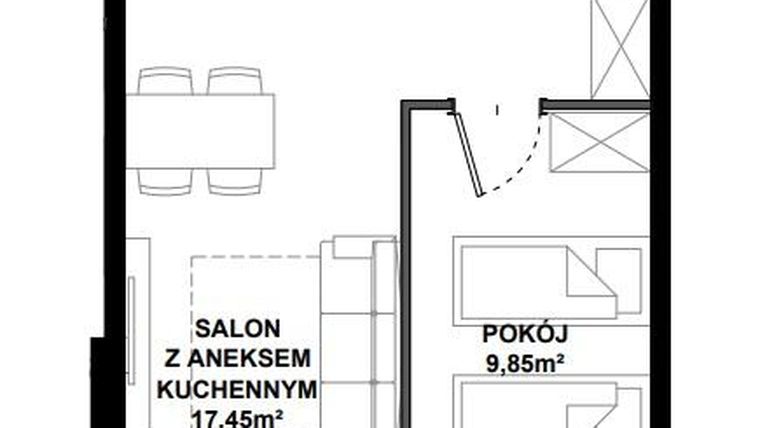 Rzut - Mieszkanie na sprzedaż 2 pokoje o powierzchni 39,09 m² - numer C.6 w Apartamenty Bałtyk