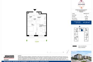 Rzut - Mieszkanie na sprzedaż 2 pokoje o powierzchni 41,53 m² - numer D.C50 w Wieruszowska D