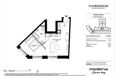 Rzut - Mieszkanie na sprzedaż 2 pokoje o powierzchni 44,13 m² - numer 320 w Chronos etap II
