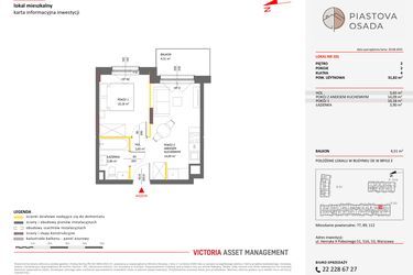 Rzut - Mieszkanie na sprzedaż 2 pokoje o powierzchni 31,82 m² - numer E.101 w Piastova Osada