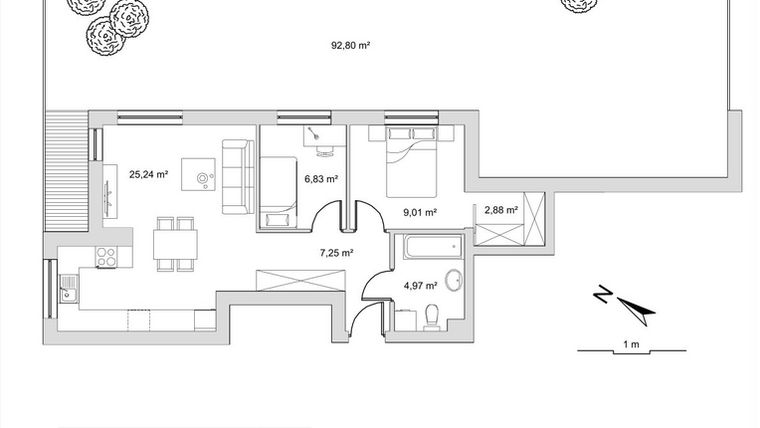Rzut - Mieszkanie na sprzedaż 3 pokoje o powierzchni 56,18 m² - numer 6.1 w Vela Park bud. 6