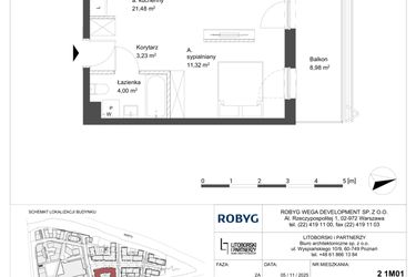 Rzut - Mieszkanie na sprzedaż 1 pokój o powierzchni 40,03 m² - numer 1M01 w Elektrovnia Garbary