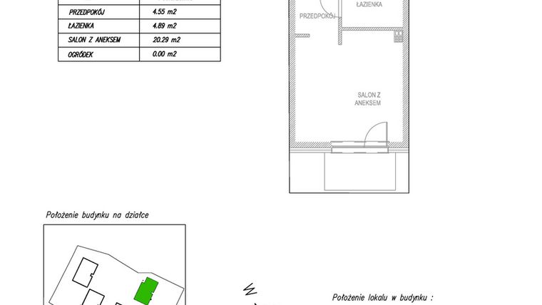 Rzut - Mieszkanie na sprzedaż 1 pokój o powierzchni 29,49 m² - numer A7 w Osiedle Zuchów