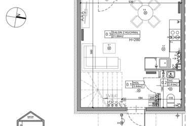Rzut - Dom na sprzedaż 3 pokoje o powierzchni 59,09 m² - numer 2 w Zielone Ogrody etap II