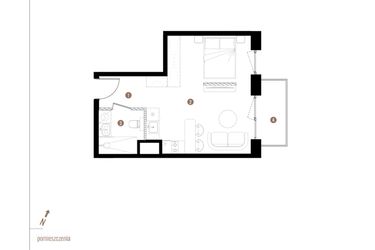 Rzut - Mieszkanie na sprzedaż 1 pokój o powierzchni 31,57 m² - numer A2.1.11 w Apartamenty Grundmanna