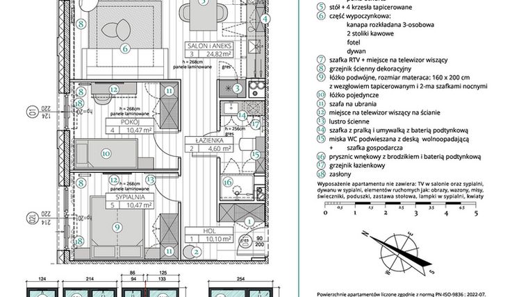 Rzut - Mieszkanie na sprzedaż 3 pokoje o powierzchni 60,46 m² - numer A.2.2 w Remedium