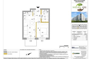 Rzut - Mieszkanie na sprzedaż 2 pokoje o powierzchni 36,56 m² - numer H.42 w Osiedle Natura Life budynki GHI