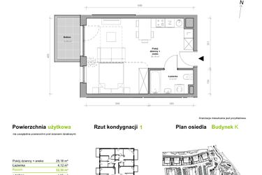 Rzut - Mieszkanie na sprzedaż 1 pokój o powierzchni 32,3 m² - numer K.1.M10 w Przemyska Vita