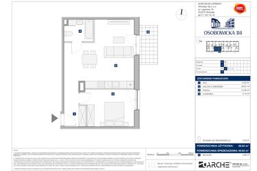 Rzut - Mieszkanie na sprzedaż 2 pokoje o powierzchni 49,65 m² - numer A.7 w Osobowicka 114