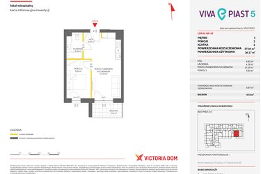 Rzut - Mieszkanie na sprzedaż 2 pokoje o powierzchni 37,04 m² - numer A.69 w Viva Piast 5