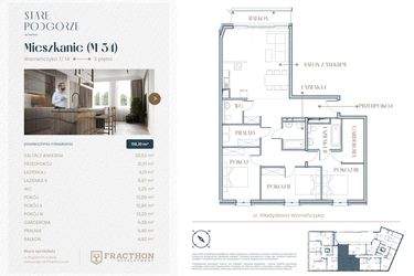 Rzut - Mieszkanie na sprzedaż 3 pokoje o powierzchni 116,1 m² - numer M.34 w Stare Podgórze