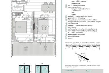 Rzut - Mieszkanie na sprzedaż 2 pokoje o powierzchni 49,46 m² - numer A.2.3 w Remedium