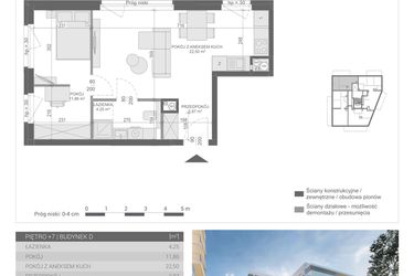 Rzut - Mieszkanie na sprzedaż 2 pokoje o powierzchni 41,48 m² - numer M-40 w Unikat Apartamenty D