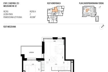Rzut - Mieszkanie na sprzedaż 2 pokoje o powierzchni 49,35 m² - numer 22J/32 w NATURAMA II