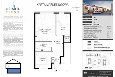 Rzut - Dom na sprzedaż 3 pokoje o powierzchni 49,12 m² - numer A9-1 w Bliskie Błonie