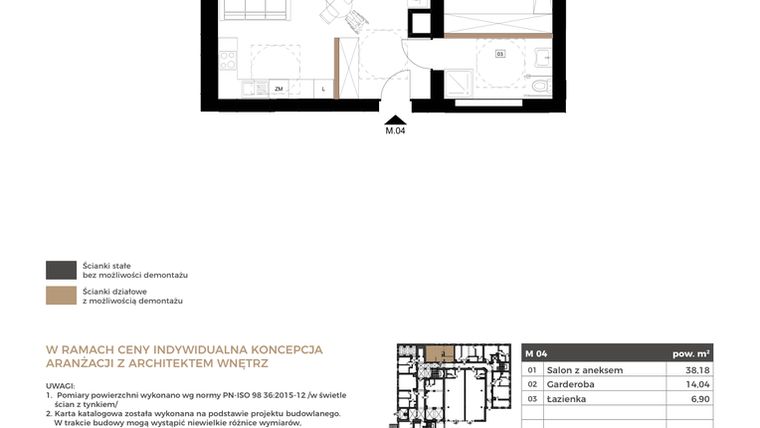 Rzut - Mieszkanie na sprzedaż 2 pokoje o powierzchni 59,12 m² - numer M04 w Apartamenty Królewska Huta