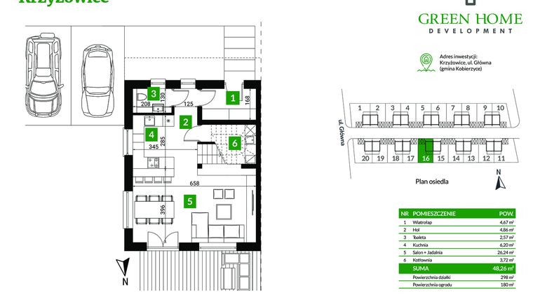 Rzut - Dom na sprzedaż 5 pokoi o powierzchni 104,92 m² - numer 16 w Nowe Krzyżowice II