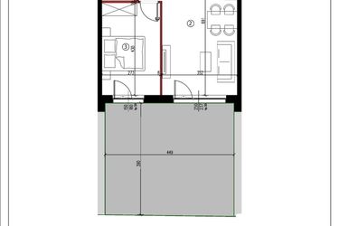Rzut - Mieszkanie na sprzedaż 2 pokoje o powierzchni 41,66 m² - numer 2 w Andersa 3