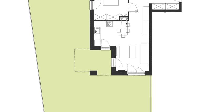 Rzut - Mieszkanie na sprzedaż 2 pokoje o powierzchni 48,48 m² - numer R-V-13-5 w os. Dąbrówka – Leśna Polana