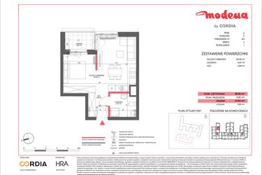 Rzut - Mieszkanie na sprzedaż 1 pokój o powierzchni 36,82 m² - numer A.163 w Modena II