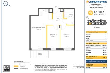 Rzut - Mieszkanie na sprzedaż 3 pokoje o powierzchni 55,67 m² - numer A/28 w Impuls Marywilska