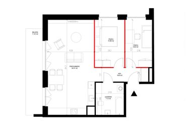 Rzut - Mieszkanie na sprzedaż 3 pokoje o powierzchni 67,87 m² - numer E.1.9 w INSPIRE ETAP IV – bud. E